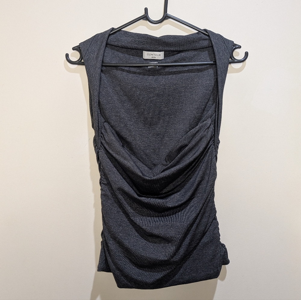Aritzia Contour Charcoal Draped Cowl Neck Tank